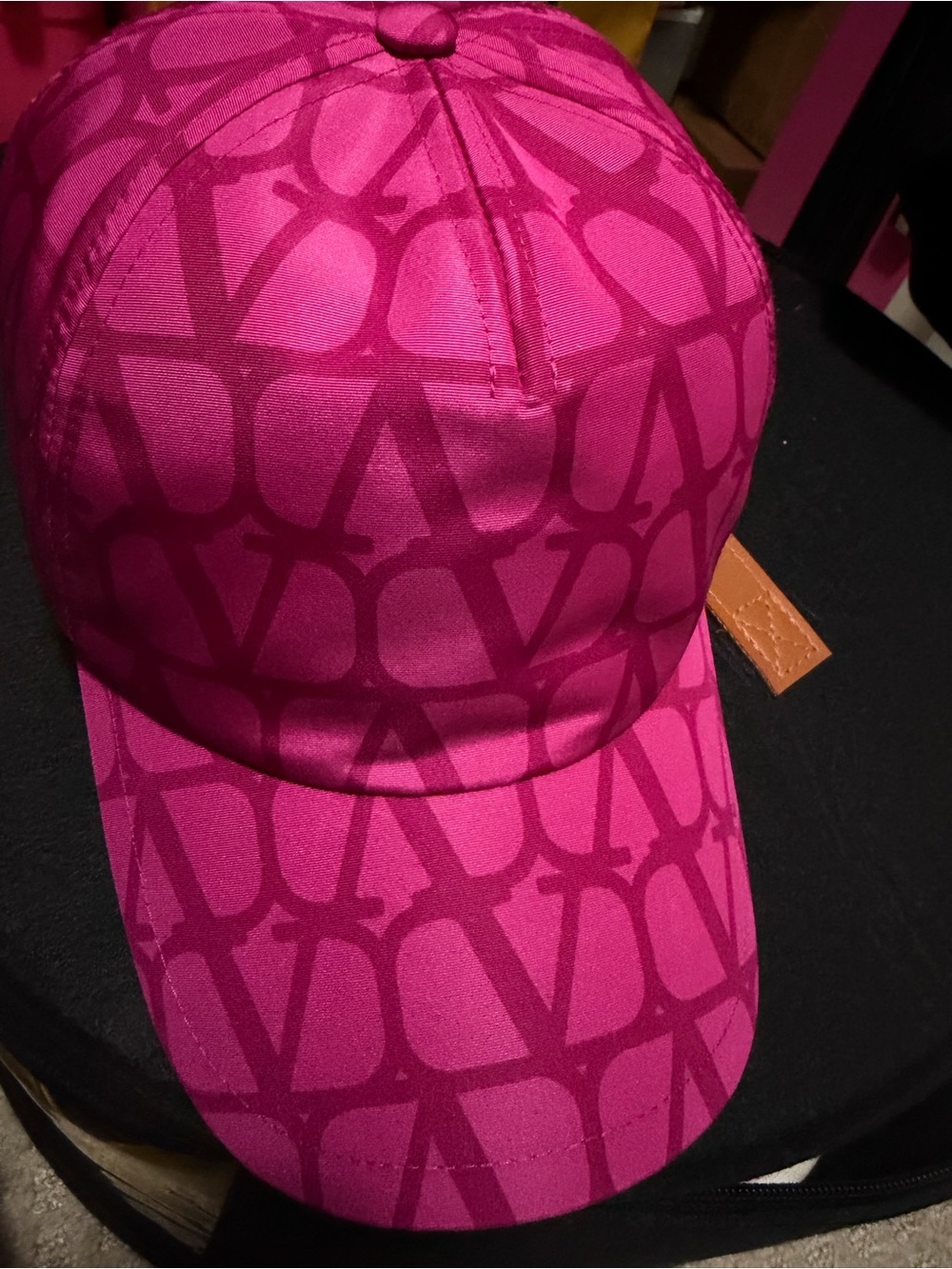 Valentino Pink Monogram Baseball Cap